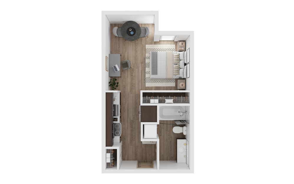 Studio E - Studio floorplan layout with 1 bathroom and 432 square feet