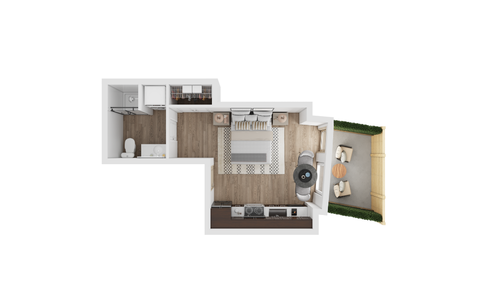 Studio G - Studio floorplan layout with 1 bathroom and 340 square feet