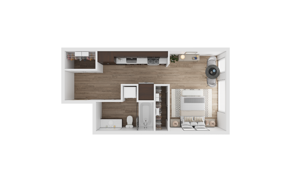 Studio I  - Studio floorplan layout with 1 bathroom and 450 square feet